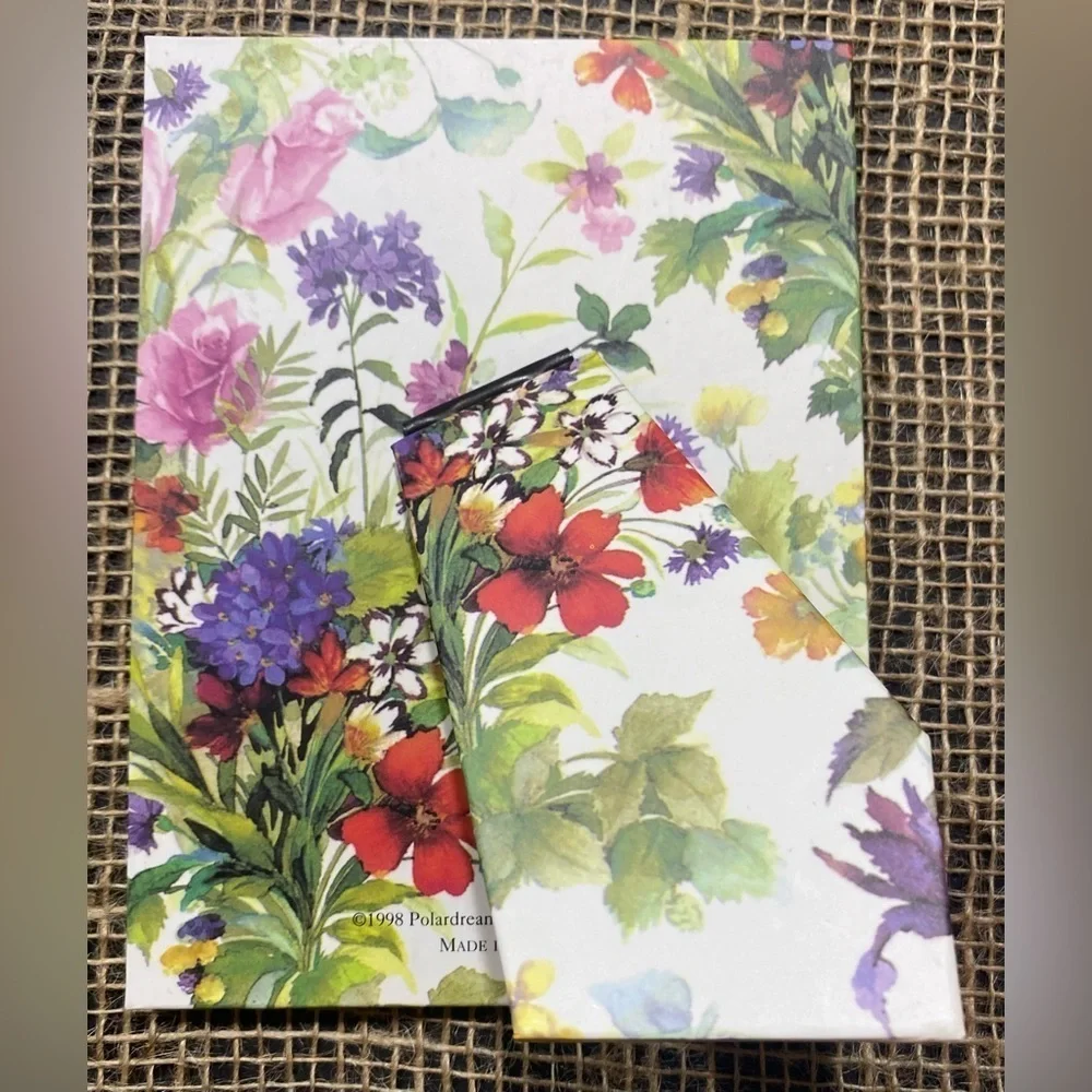 Picture Frame Floral Paper Print Holds 3.5”X5” 1998 Polardreams International